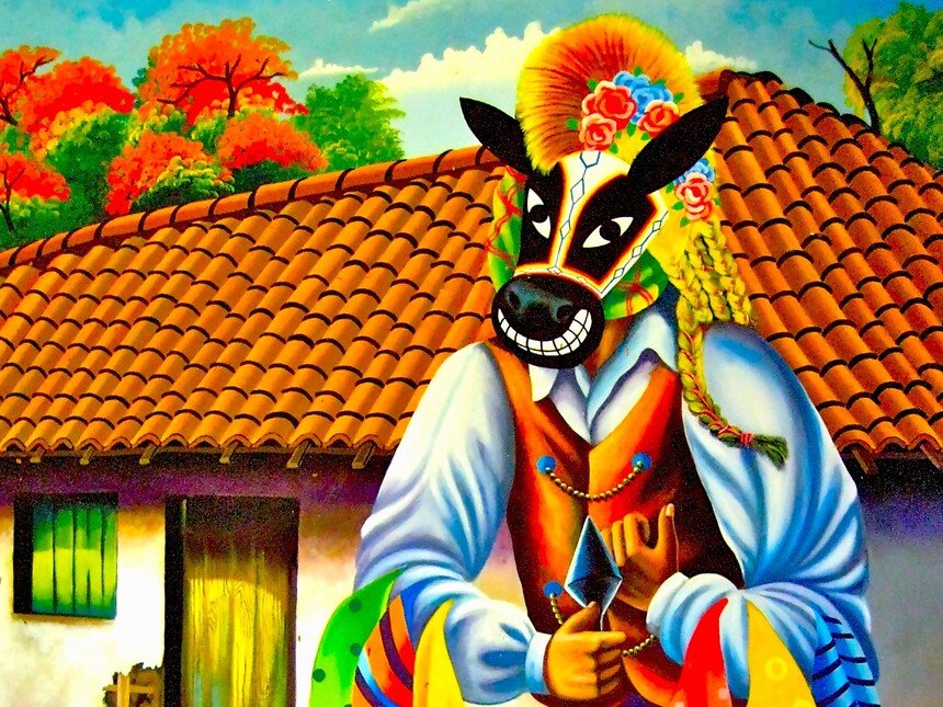 El Güegüense es un drama satírico nicaragüense, considerado la primera obra literaria de Nicaragua, que combina teatro, danza y música. Se presenta en la fiesta de San Sebastián en Diriamba y narra la historia de un mercader ingenioso que derrota a las autoridades coloniales españolas mediante la astucia, la burla y el doble sentido. La obra fue declarada Obra Maestra del Patrimonio Oral e Inmaterial de la Humanidad por la UNESCO en 2005.